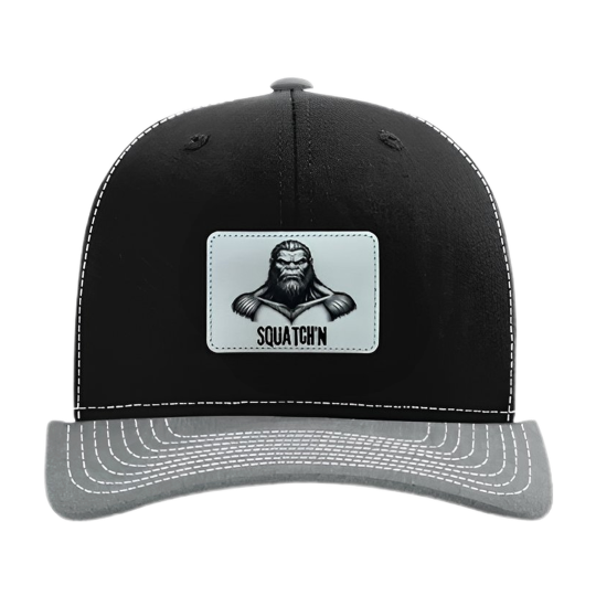 Premium Trucker Hat 112, 115 Series Black Grey Wht Leather Patch
