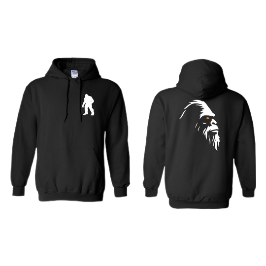 Premium Black Hoodie White Sil Front/White Logo Back