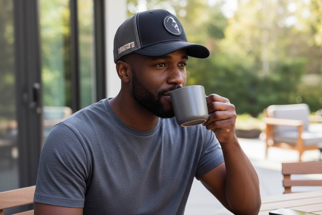 Premium Trucker Hat Blk Sil Patch 112 Series - Image 3