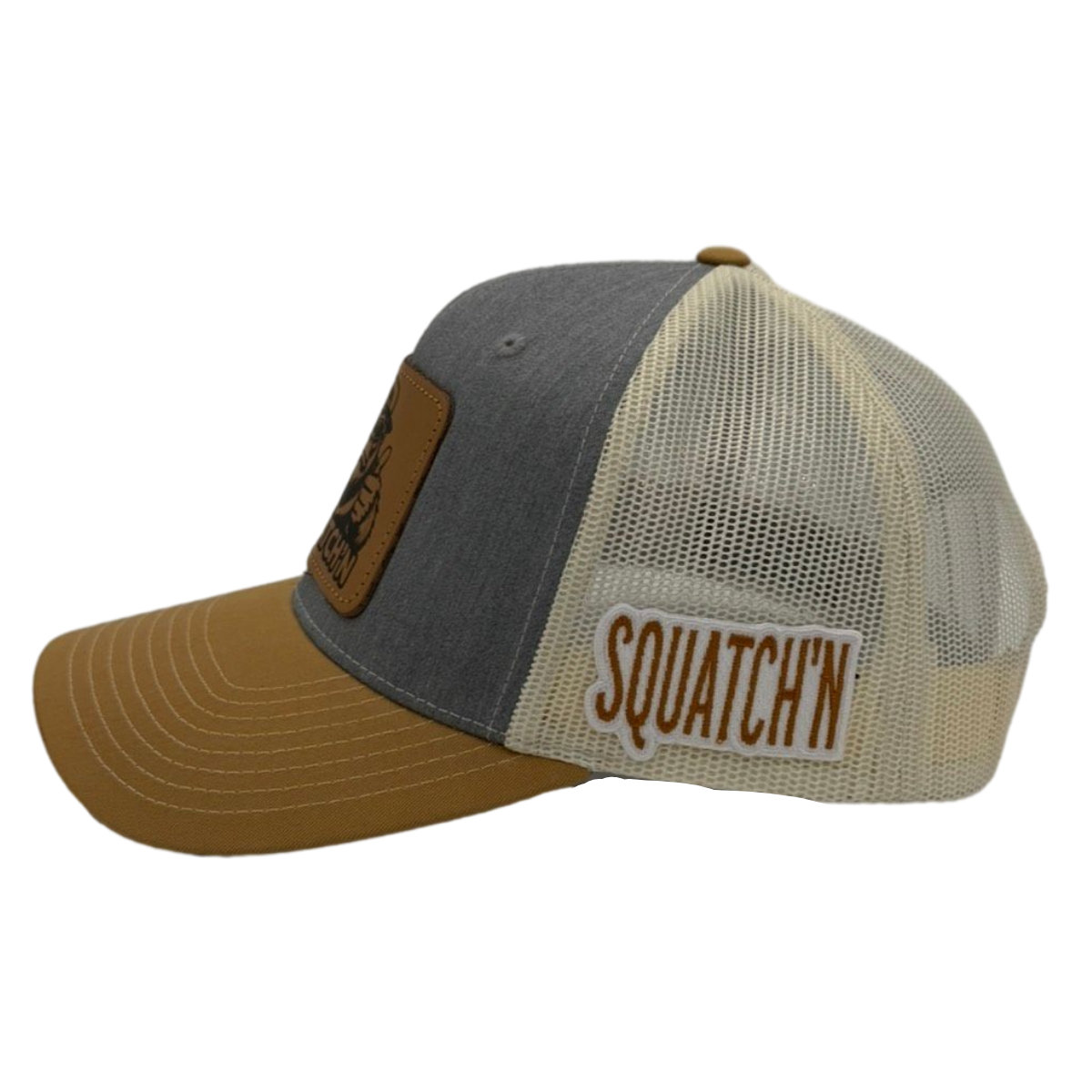 Premium Trucker Hat 112S Silver Gold Thumbs Up Genuine Leather - Image 3