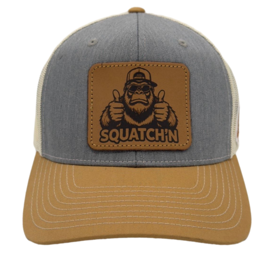 Premium Trucker Hat 112S Silver Gold Thumbs Up Genuine Leather