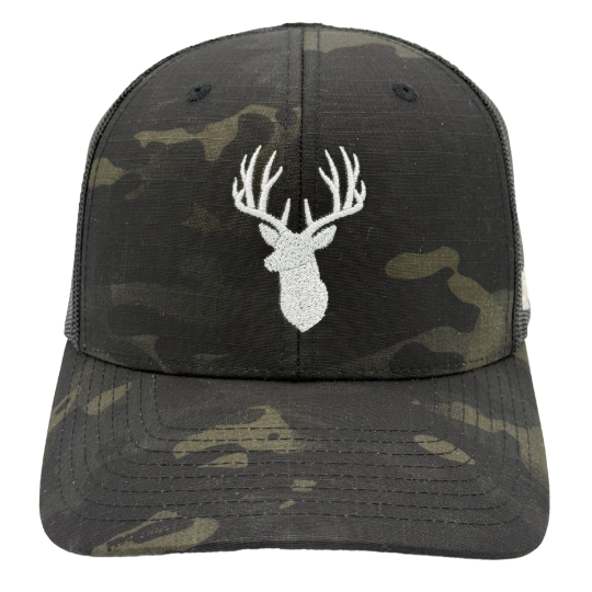Premium Trucker 112 Black Camo Embroidery P Hat