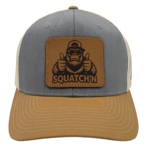 Premium Trucker Hat 112S Silver Gold Thumbs Up Genuine Leather