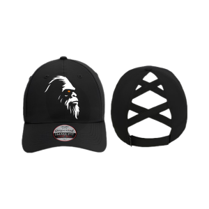 Black Ponytail Premium Cap Black White Logo
